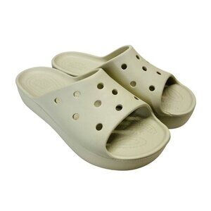 Crocs Women’s Beige Slide Sandals Lightweight Casual Comfort Shoes Size 8